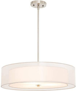lot 22754 image: VONLUCE 3 Light Double Drum Pendant Light Chandelier, Brushed Nickel ( 20)