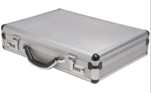 lot 22761 image: RoadPro Aluminum Briefcase Lockable Aluminum Briefcase, Silver (17.5 x 13 x 4)