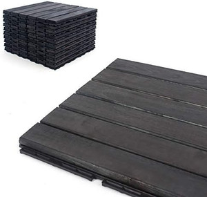 lot 23032 image: Outdoor Wood Interlocking Patio Deck Tiles, Blue Bayou  (10pcs)