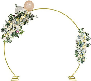 lot 23035 image: Wedding Metal Round Archway Backdrop Stand, Gold  (9.5X 8ft)