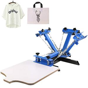 lot 23045 image: VEVOR Screen Printing Machine 4 Color 1 Station Screen Printing Press  (21.7X 17.7 Inch)  (Retails $123)