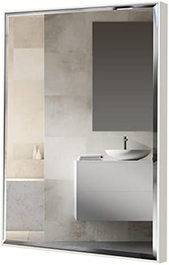 lot 23065 image: Amazon Brand Pinzon Large Wall Makeup Vanity Mirror with Frame, White  (30 x 22)