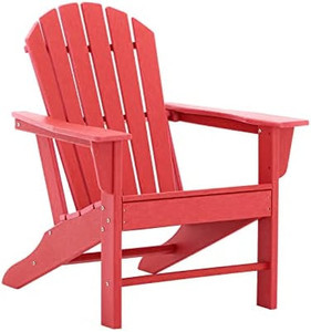 lot 23067 image: VOQNIS Plastic Adirondack Chair, Red