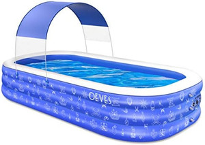 lot 23072 image: Inflatable Full-Sized Family Swimming Pool with Canopy  (120 X 72 X 22)