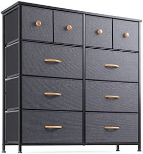 lot 23074 image: Nicehill Dresser with 10 Fabric Drawers, Black Grey