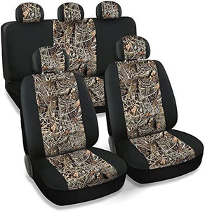 lot 23075 image: CarsCover Real Black Camo Seat Covers, Maple Forest Tree Leaf Pattern  (9pcs)