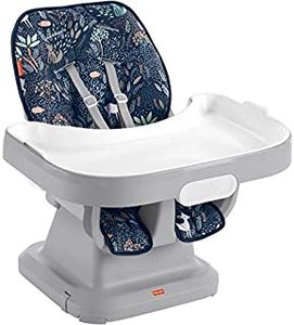 lot 23522 image: Fisher-Price Portable Baby High Chair and Toddler Booster Seat with Tray, Moonlight Forest (Retails $58)