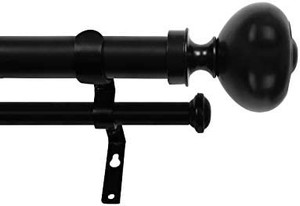 lot 23528 image: eTeckram Double Curtain Rod with Urm Finials, Black
