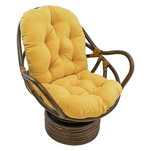 lot 23540 image: Blazing Needles Microsuede Tufted High Back Chair Cushion, Lemon  (48 x 24)