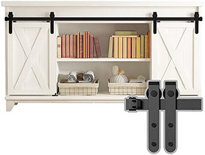 lot 23577 image: Skysen Double Door Cabinet Sliding Barn Door Hardware Kit   (6)