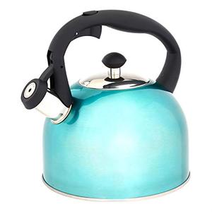 lot 26341 image: Amazon Basics Stainless Steel Tea Kettle, Teal  (2.4qt)