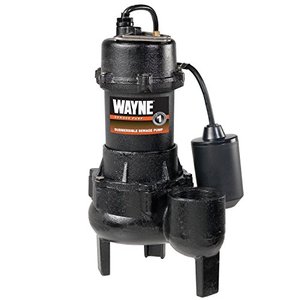 lot 27343 image: Wayne Cast Iron Sewage Pump with Piggy Back Tether Float Switch, Black