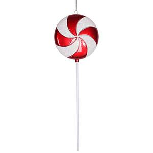 lot 27353 image: Vickerman Plastic Candy Lollipop with Iridescent Glitter, Red and White  (24)