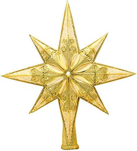 lot 27358 image: Christopher Radko Hand-Crafted European Glass Christmas Decorative Finial Tree Topper, Golden Radiance