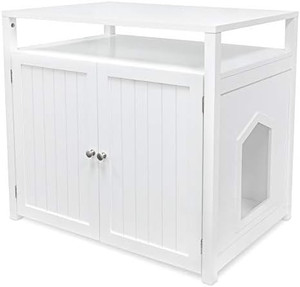 lot 27366 image: Arf Pets End Table Cat Litter Box Enclosure, White