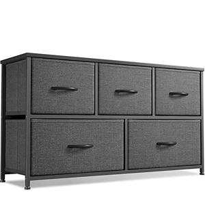 lot 61632 image: Cubiker 5 Drawer Dresser Tower Unit, Dark Grey