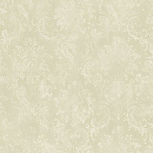 lot 61633 image: Norwall Canvas Damask Prepasted Wallpaper, Cream and White