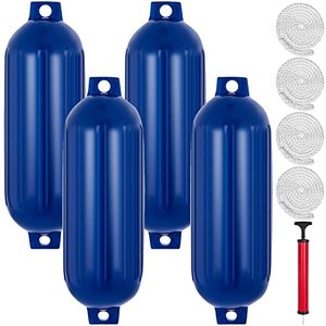 lot 61642 image: Mophorn Ribbed Twin Eyes Boat Fender, Blue (Pack of 4) (8.5 x 27 inches)