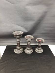 lot 8317 image: set 3 candleholders