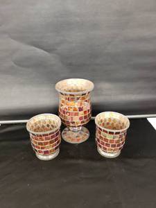 lot 8361 image: set 3 mosaic candleholders