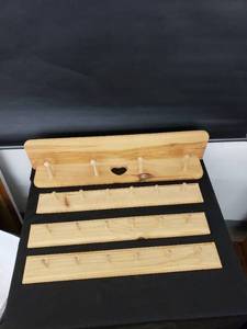 lot 8384 image: lot of unfinished wood hook shelves