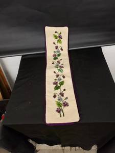lot 8409 image: cross stitched velvet back decor