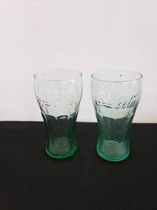 lot 8570 image: pair green coca cola glasses