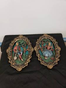 lot 8665 image: pair old Plaster wall plaques