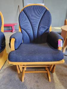 lot 39677 image: Wooden Glider With Black Cushion