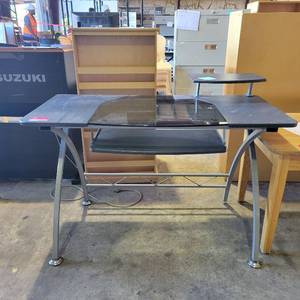 lot 39696 image: Contemporary Computer Desk W a Glass Top