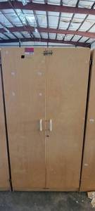 lot 39705 image: Lakeshore Wooden Storage Cabinet W Shelving