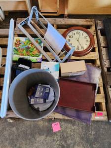 lot 39758 image: Lot of Assorted Metal Trash Cans, a Clock, and More&nbsp