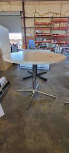 lot 39820 image: 3ft Blonde Round Table With Metal Base