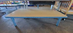 lot 39825 image: Childrens Blonde Work Table W Light Blue Legs