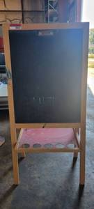 lot 39832 image: Wooden Coloring Double-Sided Whiteboard and Chalkboard Easel