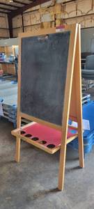 lot 39833 image: Wooden Coloring Double-Sided Whiteboard and Chalkboard Easel