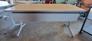 lot 39837 image: 5ft Blonde Worktable W Gray Legs