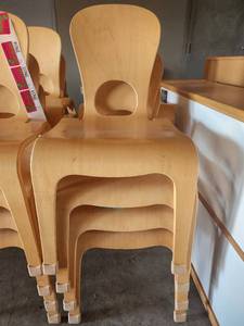 lot 39656 image: Lot of 4 Stackable Community Wood Chairs