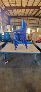 lot 39864 image: 4ft Childrens Activity Table W 4 Royal Blue Chairs