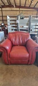 lot 39898 image: Red Oversized Leather Chair