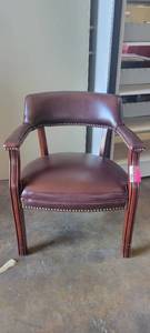 lot 39965 image: Leather Burgandy Waiting Room Chair