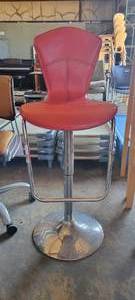 lot 39831 image: Red Retro Bar Stool Chair W Adjustable Heights