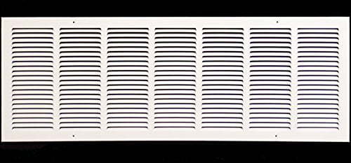 lot 6940 image: 26w X 12h Steel Return Air Grilles - Sidewall and Ceiling - HVAC Duct Cover - White Outer Dimensions 27.75w X 13.75h