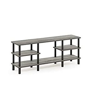 lot 7551 image: Furinno Turn-N-Tube 3-Tier Multipurpose Wide Shelf TV Stand, French Oak GreyBlack (B07T871ZJH)