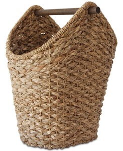 lot 7582 image: Braided Oval Tissue Basket with Wood Handle
