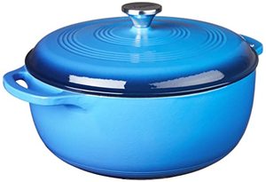 lot 7597 image: Lodge EC7D33 Enameled Cast Iron Dutch Oven, 7.5-Quart, Caribbean Blue