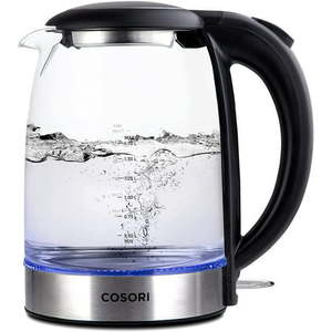 lot 7654 image: COSORI Electric Kettle with Upgraded Stainless Steel Filter and Inner Lid Wide Opening Glass Tea Kettle & Hot Water Boiler LED Indicator Auto Shut-Off & Boil-Dry Protection BPA Free 1.7L Black