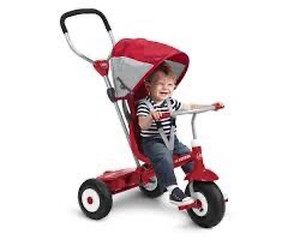 lot 7694 image: Radio Flyer Ultimate All-Terrain Stroll N Trike, Kids and Toddler Tricycle, Red Toddler Bike, For Ages 9 Months - 5 Years