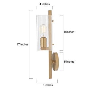 lot 7695 image: LALUZ Wall Sconce, Gold Bathroom Light Fixtures, Gold Vanity Light with Seedy Glass Shade for Bathroom, Hallway (17���� H x 5���� W)