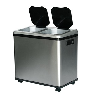 lot 7525 image: iTouchless - 16-Gal. Touchless Recycle Trash Can - Stainless Steel